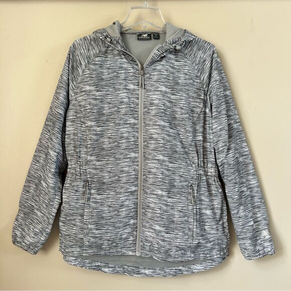 New Balance Women’s Water Resistance Windbreaker Jacket Gray Hoodie Size XL - Picture 1 of 16